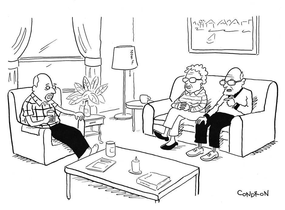“Our plan was always to get divorced once all our children were out of the house and we’re still waiting, son.”