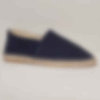 Suede Espadrilles With Rubber Sole in Navy