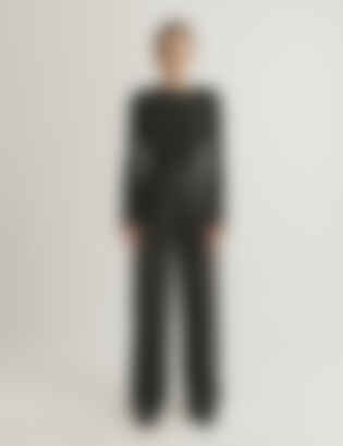 The Long-Sleeve Shirt in Cashmere and Silk in Black