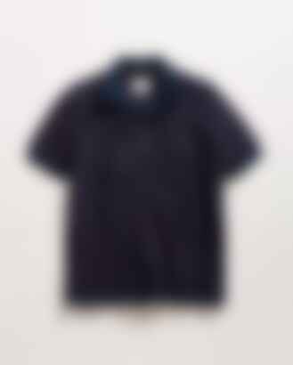 Textured Stripe Sweater Polo in Carbon Blue