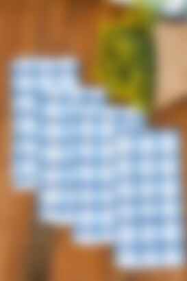 Dinner Napkins (Set of Four) in Plaid, Navy & Uniform Blue