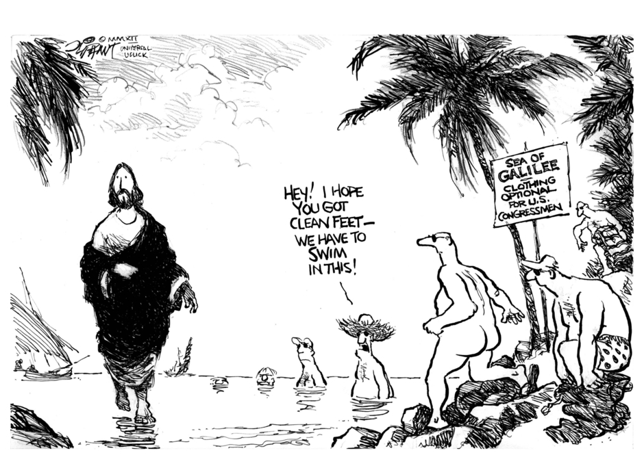 Cartoon by Pat Oliphant, the Pulitzer Prize–winning political cartoonist who died this week.