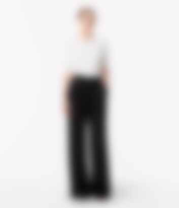 Satin Pleated Trouser in Black