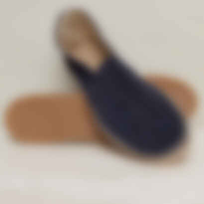 Suede Espadrilles With Rubber Sole in Navy