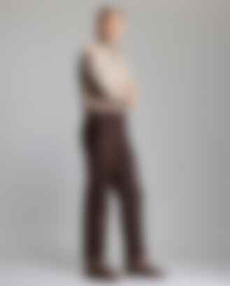 Flannel Flat Front Trouser in Chocolate Heather