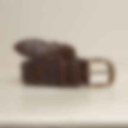Woven Leather Belt in Dark Brown