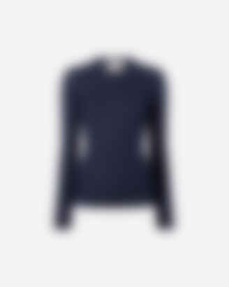 The Long-Sleeve Shirt in Cashmere and Silk in Navy