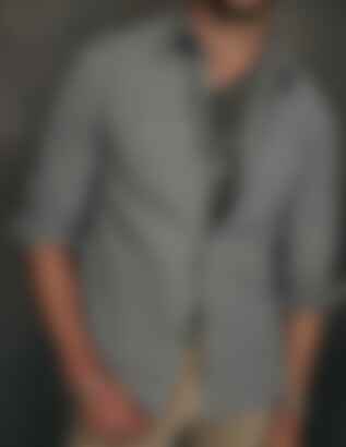 Weston Marled Selvedge Chambray Workshirt in Sage Green