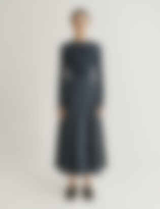 The Long-Sleeve Shirt in Cashmere and Silk in Navy