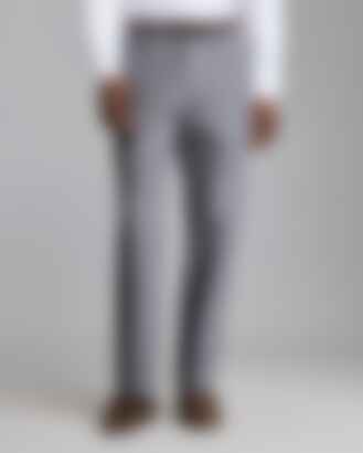Flannel Flat Front Trouser in Grey Heather