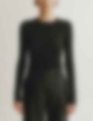 The Long-Sleeve Shirt in Cashmere and Silk in Black