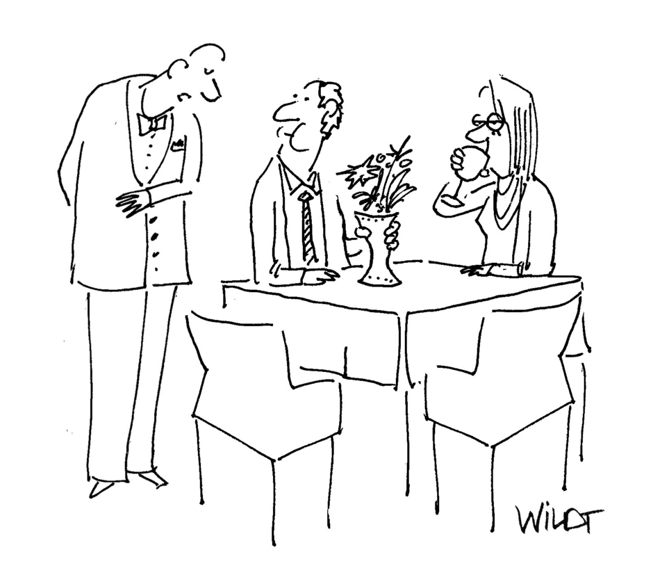 “Sir, your Bloody Mary is on the way. You’re drinking the floral arrangement.”