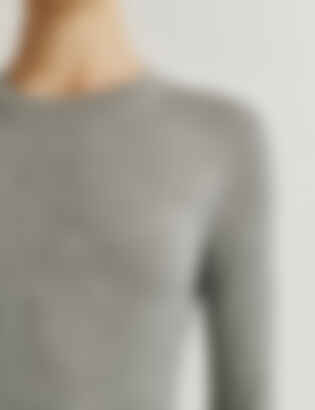 The Long-Sleeve Shirt in Cashmere and Silk in Dark Grey