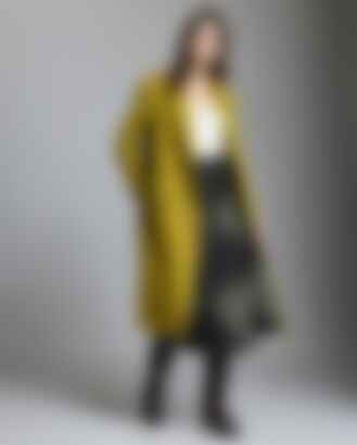 Wool Double Breasted Peak Lapel Coat