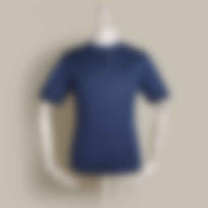 Short Sleeve Knitted Linen Henley Shirt in Navy