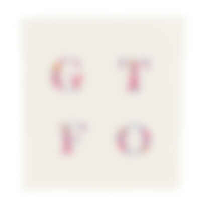 GTFO Handkerchief in Dark Blue, Hand-Embroidered on Cotton with Yellow Flowers and Pink Leaves
