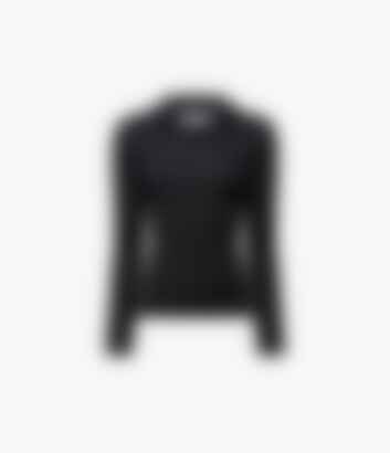 Ribbed Knit Polo in Black