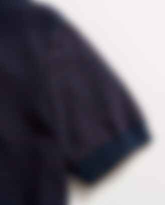 Textured Stripe Sweater Polo in Carbon Blue