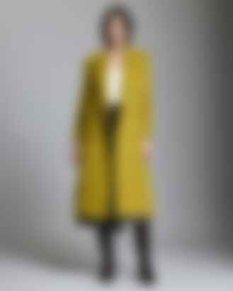 Wool Double Breasted Peak Lapel Coat