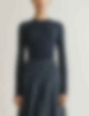 The Long-Sleeve Shirt in Cashmere and Silk in Navy
