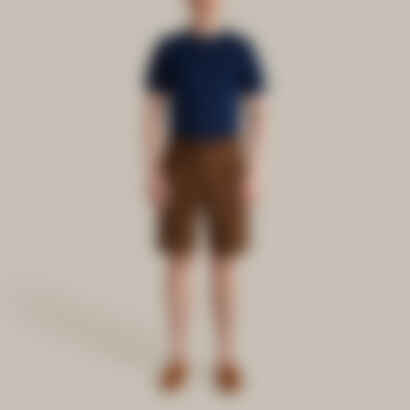 Short Sleeve Knitted Linen Henley Shirt in Navy