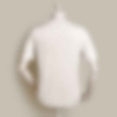 Short Sleeve Knitted Linen Henley Shirt in Off White
