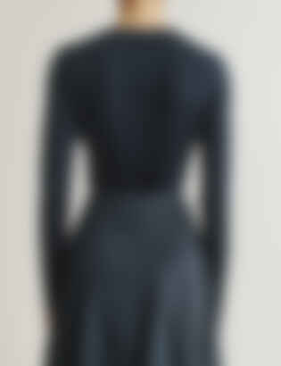 The Long-Sleeve Shirt in Cashmere and Silk in Navy