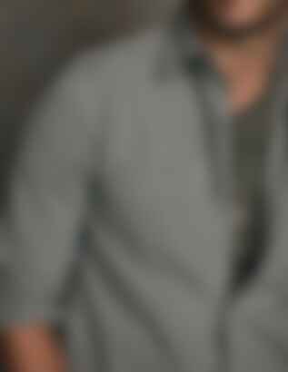 Weston Marled Selvedge Chambray Workshirt in Sage Green