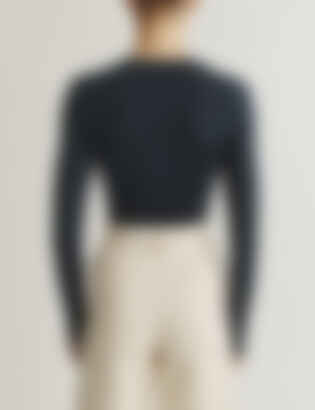 The Long-Sleeve Shirt in Cashmere and Silk in Navy
