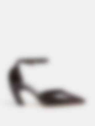 Victoria Pump in Coco Brown Leather Croc Effect