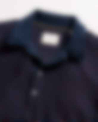 Textured Stripe Sweater Polo in Carbon Blue